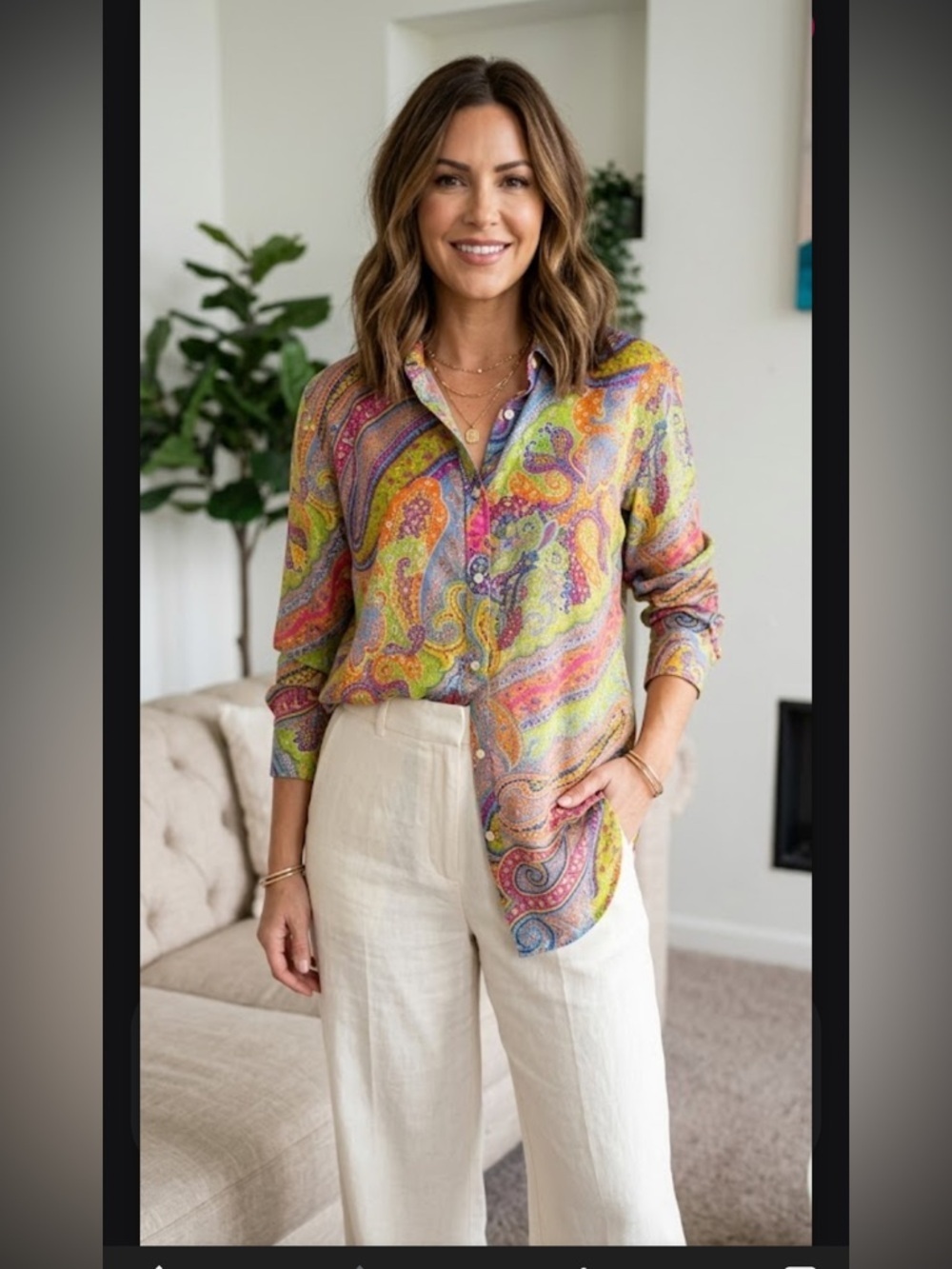 Lauren Ralph Lauren Colorful Paisley Button-Up Blouse — Multicolor